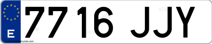 Ejemplo de matrícula de coche ordinaria 7716 JJY