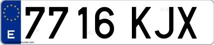 Ejemplo de matrícula española 7716 KJX
