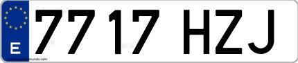 Ejemplo de matrícula española 7717 HZJ