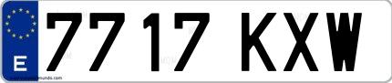Ejemplo de matrícula española 7717 KXW