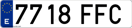 Ejemplo de matrícula de coche ordinaria 7718 FFC