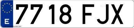 Ejemplo de matrícula española 7718 FJX