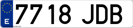 Ejemplo de matrícula de coche ordinaria 7718 JDB