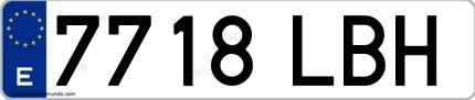 Ejemplo de matrícula española 7718 LBH
