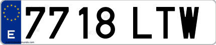 Ejemplo de matrícula de coche ordinaria 7718 LTW