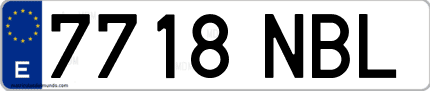 Ejemplo de matrícula de coche ordinaria 7718 NBL