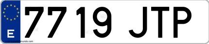 Ejemplo de matrícula española 7719 JTP