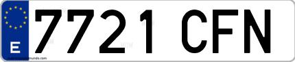 Ejemplo de matrícula de coche ordinaria 7721 CFN