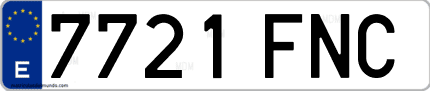 Ejemplo de matrícula de coche ordinaria 7721 FNC