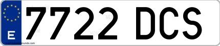Ejemplo de matrícula española 7722 DCS