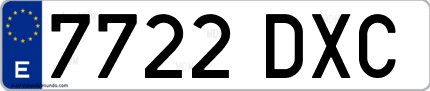 Ejemplo de matrícula de coche ordinaria 7722 DXC