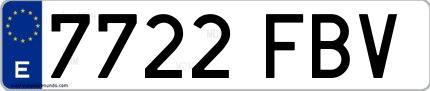 Ejemplo de matrícula española 7722 FBV