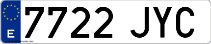 Ejemplo de matrícula de coche ordinaria 7722 JYC