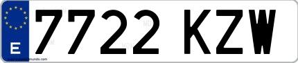 Ejemplo de matrícula española 7722 KZW