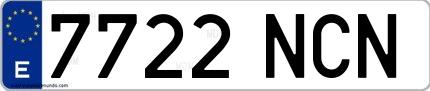 Ejemplo de matrícula española 7722 NCN