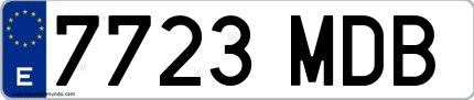 Ejemplo de matrícula española 7723 MDB