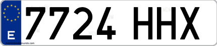 Ejemplo de matrícula de coche ordinaria 7724 HHX