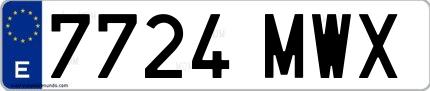 Ejemplo de matrícula española 7724 MWX