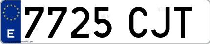 Ejemplo de matrícula española 7725 CJT