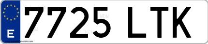 Ejemplo de matrícula española 7725 LTK