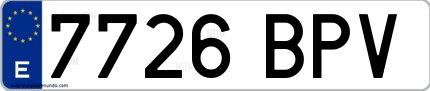 Ejemplo de matrícula española 7726 BPV