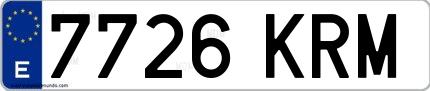 Ejemplo de matrícula española 7726 KRM