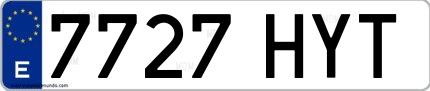 Ejemplo de matrícula española 7727 HYT