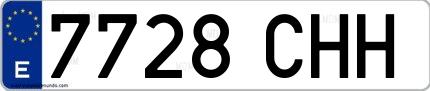 Ejemplo de matrícula española 7728 CHH