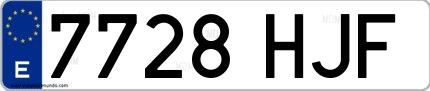 Ejemplo de matrícula española 7728 HJF