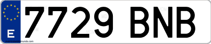 Ejemplo de matrícula de coche ordinaria 7729 BNB