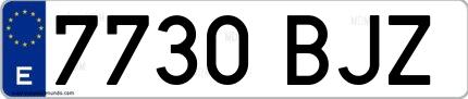 Ejemplo de matrícula española 7730 BJZ