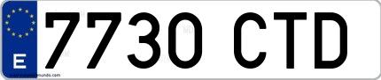 Ejemplo de matrícula española 7730 CTD