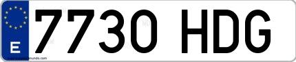 Ejemplo de matrícula española 7730 HDG