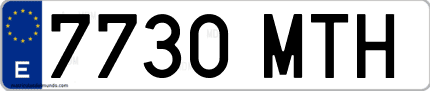 Ejemplo de matrícula de coche ordinaria 7730 MTH