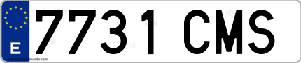 Ejemplo de matrícula de coche ordinaria 7731 CMS