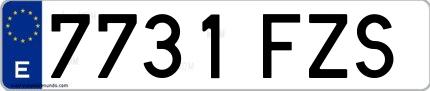 Ejemplo de matrícula española 7731 FZS