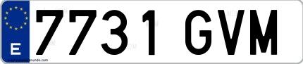 Ejemplo de matrícula española 7731 GVM