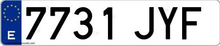 Ejemplo de matrícula española 7731 JYF
