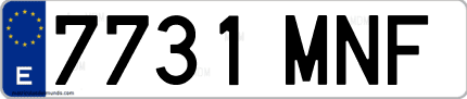 Ejemplo de matrícula de coche ordinaria 7731 MNF