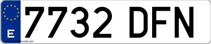 Ejemplo de matrícula española 7732 DFN