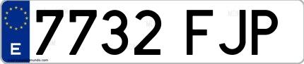 Ejemplo de matrícula española 7732 FJP