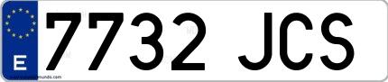 Ejemplo de matrícula española 7732 JCS