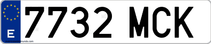 Ejemplo de matrícula de coche ordinaria 7732 MCK