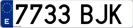 Ejemplo de matrícula de coche ordinaria 7733 BJK