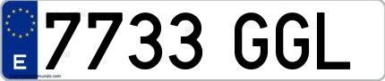Ejemplo de matrícula española 7733 GGL