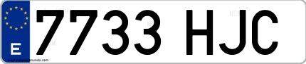 Ejemplo de matrícula española 7733 HJC