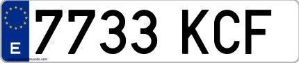 Ejemplo de matrícula española 7733 KCF