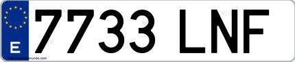Ejemplo de matrícula española 7733 LNF