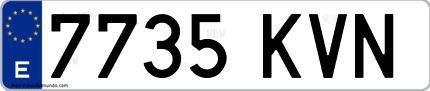 Ejemplo de matrícula de coche ordinaria 7735 KVN