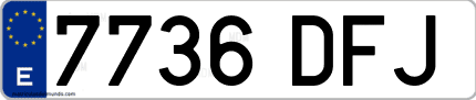 Ejemplo de matrícula de coche ordinaria 7736 DFJ